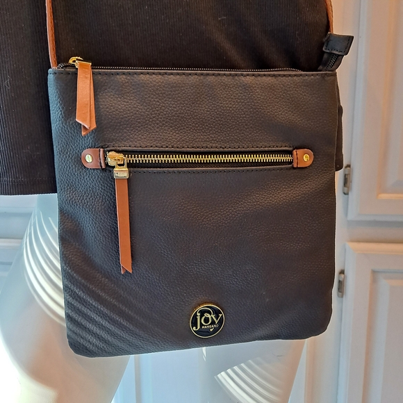 Joy Mangano Black Crossbody Bag with Brown Details - Picture 1 of 7